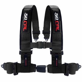1pc Black Elite 4 Point Harness for Bucket Seat, Push Button Release, 7 Style Options, Racing Harness, Race Car, Off Road, UTV, RZR [6087]