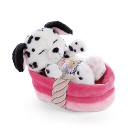 NICI 47891 Sleeping Pets, Puppies, Sleeping Dalmatian Puppy in Basket, 12 cm
