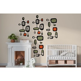 Mid Century Retro Pattern Wall Decal - Modern Home Decor (80"H x 22"W)