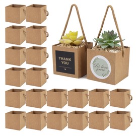 Temlum 40pcs Succulent Wrap Bags with Thank You & Let Love Grow Stickers, Succulent Gift Box Fits 2.5 Inch Pots Wedding, Baby Shower, Succulent Party Favors for Guests