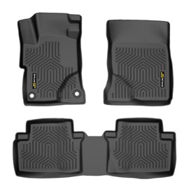 TPE Floor Liner 3PCS, All Weather Protection Mats, Waterproof, Compatible with Honda Civic 2012 2013 2014 2015, Front & 2nd Row, Floor Mats Cargo Liners Accessories Black