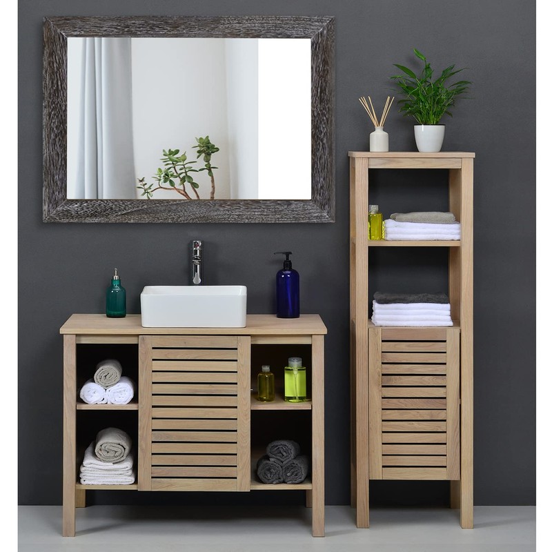 AAZZKANG Wall Mirror with Rectangle Wood Frame Large 26"x18" Rustic