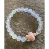 Handmade Iridescent Moonstone Bracelet Rainbow Glass Pink Turtle Sterling Silver