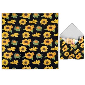 besharppin Magic Cloth Makeup Bag, Magic Pocket Makeup Bag, Lazy Cosmetic Bag for Travel, 21.7 x 21.7 inches Open Lay Flat Organizer for Beauty Essentials(Sunflowers)