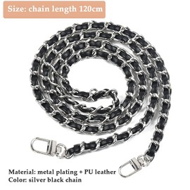 EMNIMQ 2 Pcs Handbags Metal Chains Shoulder Bags Straps Replacement Chain with Buckles,Purse Leather Chain Strap Replacement,Handbag Chain Accessories 120cm/3.94ft(Gold & Black)