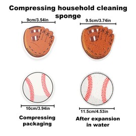 4pcs Baseball Gift Sponges, Baseball & Gloves Wood Pulp Sponges Fun and Quirky Kitchen Accessory Multi-Functional Sponge Reusable Cleaning Pads for Dishes