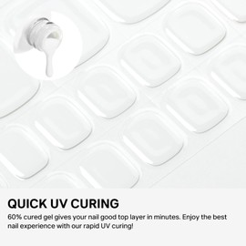 MIZHSE Semi Cured Gel Nail Strips, 32Pcs White Toenail Stickers Wraps Solid Pedicure Stickers for Toes, Works with U V/LED Lamps with 2 Prep Pads, Nail File &Nail Stick