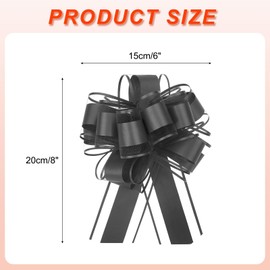 QUARKZMAN Pack of 5 Gift Bows with Gift Ribbons Large Pull Bow 15 cm Matte Gift Bow Ribbon Decoration for Gift Wrapping Wedding Car Birthday Black