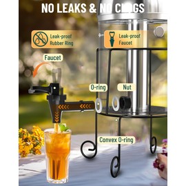 Wantjoin Beverage Dispenser With Stand - 2 Gallon Drink Dispenser With Stand Juice Dispensers For Parties, Ice Core, Spigot, Visible Container For Lemonade, Cocktail, Sangria, Punch, Events, Buffet