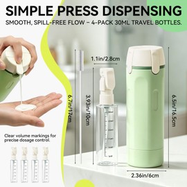 4-in-1 Travel Dispenser with Pump, Four 30 mL Refillable Bottles
