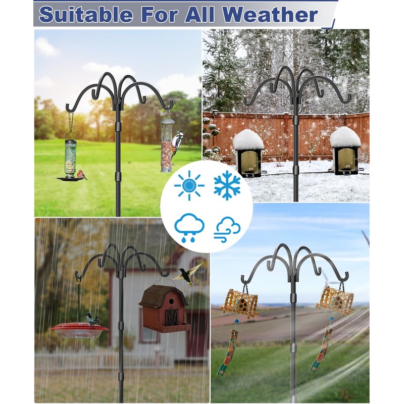 Upgrade 4-Hook Shepherds Hooks for Outdoor with Plastic Tube, 92"
