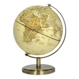 Exerz 14cm World Globe Mini Antique Globe - German Map - Educational/Geographic - 14cm Diametre Metal Arc and Base Bronzed Colour Vintage