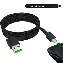 Toxaoii USB Micro Braided Mouse Charging Cable, Naga Pro 20000 DPI Charging Cord Compatible with Razer Naga Pro, DeathAdder V2 Pro, Basilisk, Viper Ultimate Wireless Gaming Mouse Charging Cord, 5.9FT