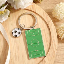 MUCOOS Soccer Keychain,Green Soccer Field Keychain with Ball Charm,Sporty Gift for Players Fans Women Men Birthday