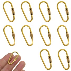 10Pcs Heavy Duty Full Copper Carabiner Clips - Locking Screw Buckle for Hiking Backpacks, Ideal Metal Clips for Camping & DIY Accessories