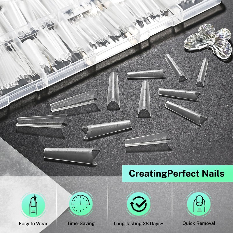 JODSONE Long Coffin Nail Tips Soft Gel Matte Half Cover