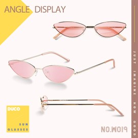 DUCO Vintage Sunglasses for Women Retro Gothic Polarised Sunglasses UV400 Protection Sunglasses Lightweight Hippie Metal Frame W019, gold powder
