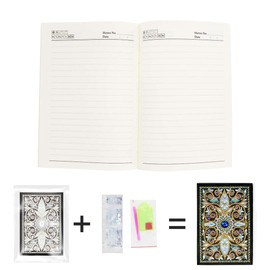 DIY 5D Diamond Art Painting Mandala Flower Cross Notebook Kits Cover Leather Special Shaped Journal Sketchbook Crystal Stitch Art Hardcover Dairy Book Festival Birthday Gift 20.7x14.2cm, (NB04)