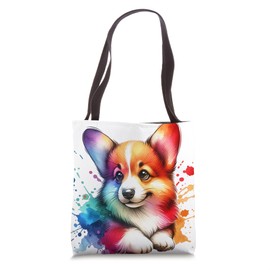 Welsh Corgi Puppy Colorful Artwork Tote Bag