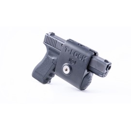 T-Lock Gun Lock with Motion Sensor 120db Alarm for Most Glock Pistol Hand Guns. California DOJ Approved Firearm Safety Device - Black