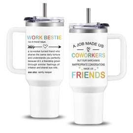 Work Besties Gifts for Women, 40 oz Stainless Steel Tumbler with Cover and Handle, Coworker Gifts, Work Bestie Tumbler, Gift for Work Bestie