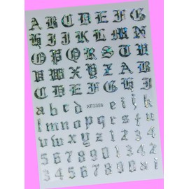 Laser Gold Art Latin Roman English Alphabet Letters Numbers 3D Nail Art Sticker Laser Silver for Nails Design Nail Art Stickers Decals Supplies Manicure Tips Sticker Colorful for Nail Decorations