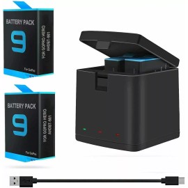 Unbranded 2*Rechargeable Battery or 2* Battery & Charger Dock for GoPro Hero 9 10 11 12 - 2Pcs Batteries Only