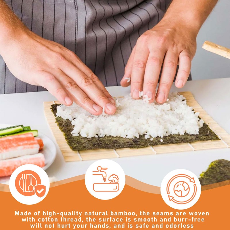 AONAYO Pack of 3 Sushi Mats, Sushi Maker, Sushi Roller,