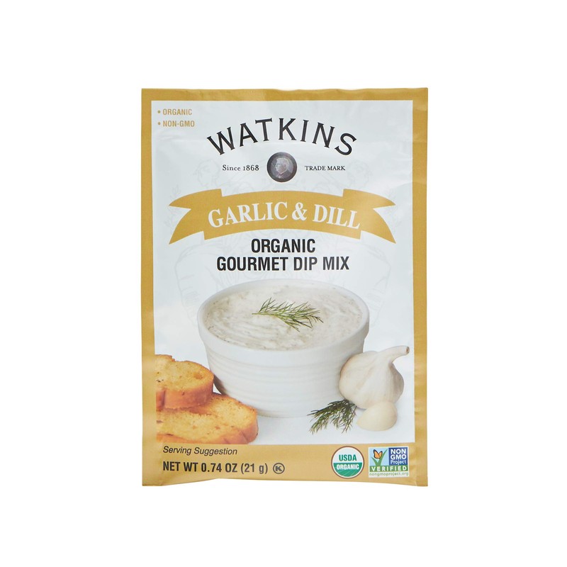 Watkins Organic Gourmet Dip Mix, Garlic & Dill, 0.74 oz.