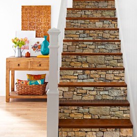AILEGOU 3D Stair Stickers - Removable Brick Staircase Decals - Peel and Stick Stairs - 39.3Inch x 7.08Inch x 6Pcs