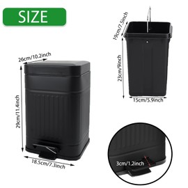 Umtiti 5L Dog Poop Trash Can with Lid for Outdoors，1.3 Gallon Trash Can with Activated Carbon Filter & Plastic Bags, Pet Waste Container，UP5L-BK-Fang