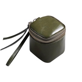BQSAZHYJ Mini Vintage Leather Coin Purse for Women，Portable Lipstick Organizer Handbag with Zipper Hand Carry Storage Bag for Lip Gloss Lip Balm Headphone Earphone and Keys (Green)
