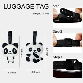 ANINIUCN 2-Pack Panda Luggage Tags – Set of 2 Cute Cartoon Animal Travel ID Labels for Suitcase, Backpack, or Carry-On, Durable Silicone Tag for Kids & Teens