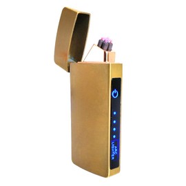 USB Plasma Lighter Flameless Electric Double ARC Dual Pulse Torch Rechargeable Lithium Power Battery (Infinity - Spanish Gold)