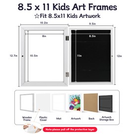 Orankay 3Pack Kids Art Frame - Kids Artwork Frames Changeable,Front Opening Holds 150,8.5x11 Children Art Work Frames for Kids Art,White Rows Kid Art Picture Frame With Storage for Display Photo