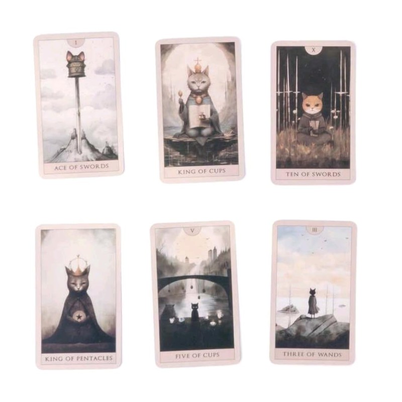 Set of 78 Magical Cat Tarot Cards, Pocket Size 3.5