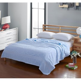 Solid Color Blankets, Duvet Towel Blanket, Ultra Soft Comfy Cotton Carved Bed Blankets for All Seasons Traveling or Camping Bedroom Terry Cloth Blanket(Blue,200x220cm/79x87inch)