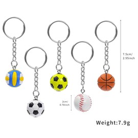 Fuerxy Simulation Mini Ball keychain, Sport Ball Theme Key Chains for Backpack Charm Keychains Accessories Ball Gifts for Men Fans(Soccer)