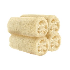 Organic Natural Loofah Sponge for Cleaning and Showering, Plant Fiber Body Bath Scrubber, 100% Plastic Free, Compostable, Set of 4