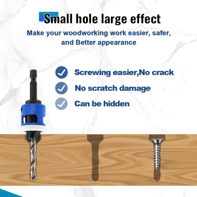 BRSCHNITT Countersink Drill Bit Set with Adjustable Depth Stop, Carbide