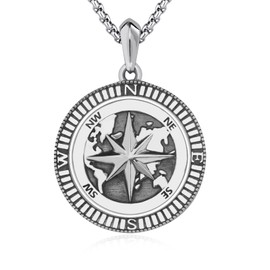 DOTBJ Compass Necklace Pendant 925 Sterling Silver Graduation Jewellery Gift for Men Women, Sterling Silver, No Gemstone