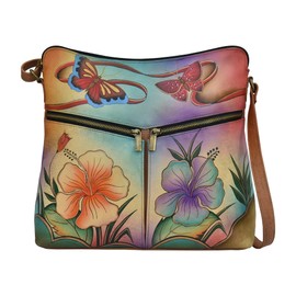 Anna by Anuschka Large Crossbody, Antique Hibiscus