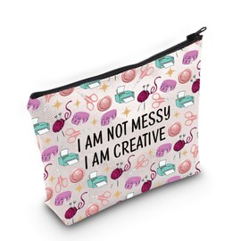 Crafter Gift I am Not Messy I am Creative Cosmetic Bag Craft Supplies Gift (I am creative Bag)