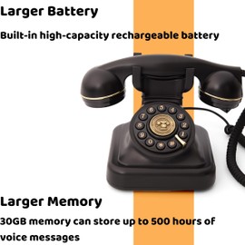 RetroVox Audio Guest Book Wedding Phone Guestbook Record Customized Audio Messages with Voicemail Vintage Style for Bridal Shower (Old Victorian Style, 03 Elegant Black (Timeless & Sophisticated))