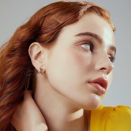 ALEXCRAFT 3 Pairs of Stud Earrings with Zirconia Cuff Earrings Gift for Women Girlfriend Mum, Sterling Silver