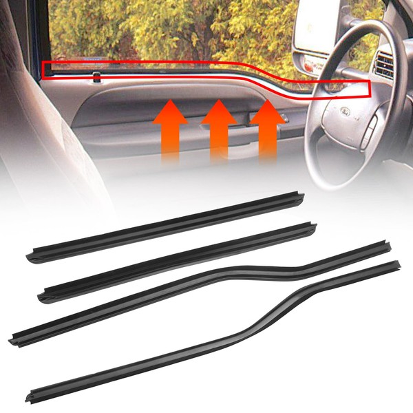 4PCS Black Car Window Moulding Trim Seal Belt,Door Weatherstrip Comptabile