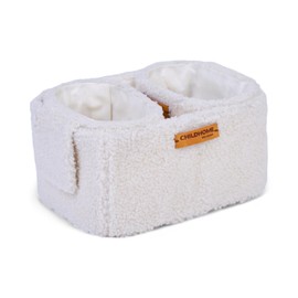 CHILDHOME, Set of 3 Changing Baskets Storage Changing Table Bed Cradle 2 Sizes Hanging Soft Fabric Teddy Ecru