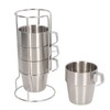 Stainless Steel Camping Cup Set of 4 Double Layer Coffee