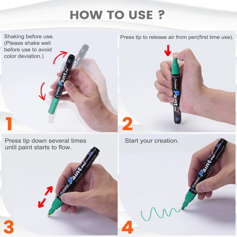 Overseas White & Black Paint Pens Paint Markers - Permanent