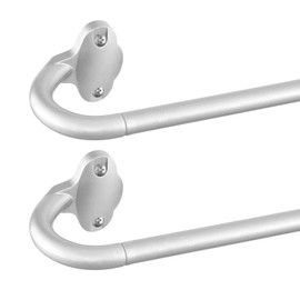 TVWOO 2 Pack Wrap Around Curtain Rods,Silver Curtain Rods 28 to 48 Inch,5/8 Inch Adjustable Blackout Curtain Rod Set,Room Darkening Window Rod,Metal Thicken Hidden Curved Drapery Rods 28-48",Silver